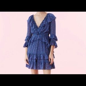 Rebecca Taylor GLITTER GEM CHIFFON RUFFLE DRESS